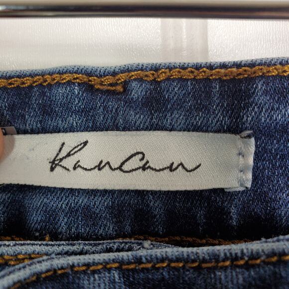 KanCan Women's Distressed Mid Rise Skinny Jeans Size 29 Raw Hem Destroyed Boho - Picture 6 of 8